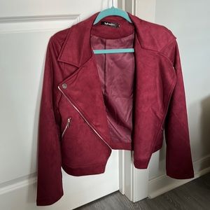 Burgundy Faux Suede Jacket